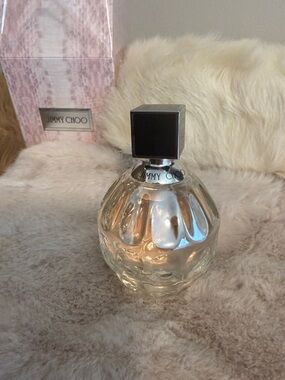 Jimmy Choo Faceted Clear Glass Bottle with Black Square Cap